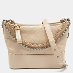 Chanel Beige/Black Quilted Leather Large Gabrielle Hobo Bag - Yoogi's Closet