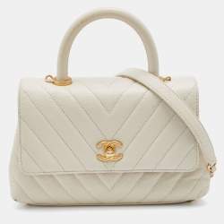 Coco handle leather handbag Chanel White in Leather - 28145089