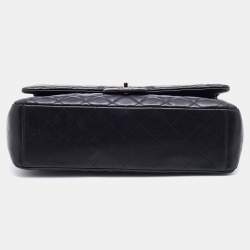Pre Owned Chanel Black Quilted Leather Maxi Classic Double Flap Bag