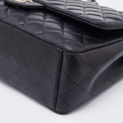 Pre Owned Chanel Black Quilted Leather Maxi Classic Double Flap Bag
