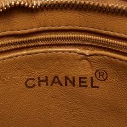 Pre Owned Chanel Beige Quilted Leather Vintage Medallion Tote