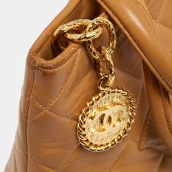 Pre Owned Chanel Beige Quilted Leather Vintage Medallion Tote