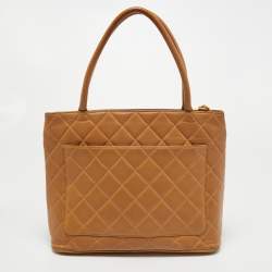 Pre Owned Chanel Beige Quilted Leather Vintage Medallion Tote