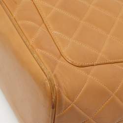 Pre Owned Chanel Beige Quilted Leather Vintage Medallion Tote