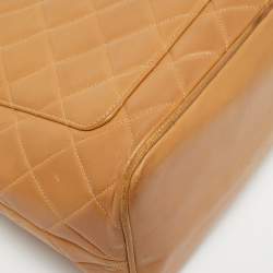Pre Owned Chanel Beige Quilted Leather Vintage Medallion Tote