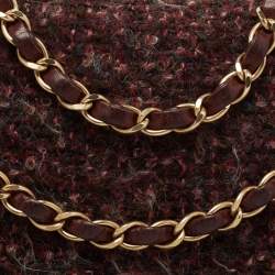 Pre Owned Chanel Burgundy Tweed Medium Classic Double Flap Bag