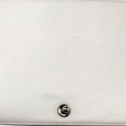 Pre Owned Chanel White Quilted Leather Large Wild Stitch Boy Bag