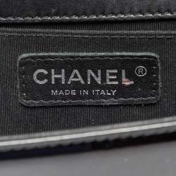Pre Owned Chanel Plum Quilted Patent Leather Small Boy Flap Bag