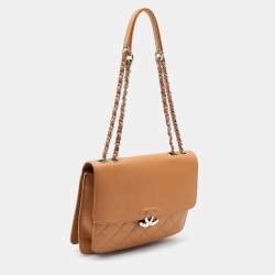 Pre Owned Chanel Brown Caviar Quilted Leather CC Box Flap Bag
