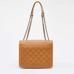 Pre Owned Chanel Brown Caviar Quilted Leather CC Box Flap Bag