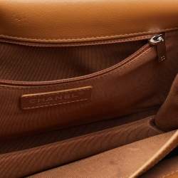 Pre Owned Chanel Brown Caviar Quilted Leather CC Box Flap Bag