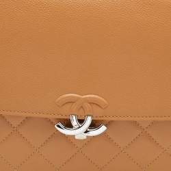 Pre Owned Chanel Brown Caviar Quilted Leather CC Box Flap Bag