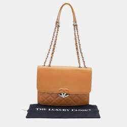 Pre Owned Chanel Brown Caviar Quilted Leather CC Box Flap Bag