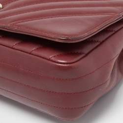 Pre Owned Chanel Burgundy Chevron Leather Medium Statement Flap Bag