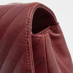 Pre Owned Chanel Burgundy Chevron Leather Medium Statement Flap Bag
