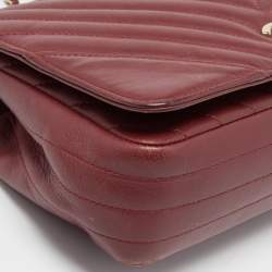 Pre Owned Chanel Burgundy Chevron Leather Medium Statement Flap Bag