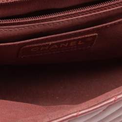 Pre Owned Chanel Burgundy Chevron Leather Medium Statement Flap Bag