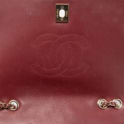 Pre Owned Chanel Burgundy Chevron Leather Medium Statement Flap Bag