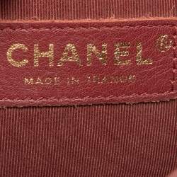 Pre Owned Chanel Burgundy Chevron Leather Medium Statement Flap Bag