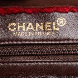 Pre Owned Chanel Brown/Red Suede and Wool CC Vintage Flap Bag