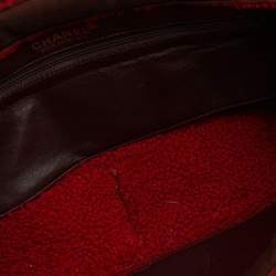 Pre Owned Chanel Brown/Red Suede and Wool CC Vintage Flap Bag