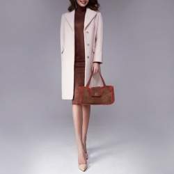 Pre Owned Chanel Brown/Red Suede and Wool CC Vintage Flap Bag