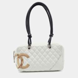Chanel White Quilted Leather and Python Embossed CC Ligne Cambon Bag Chanel