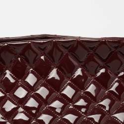 Pre Owned Chanel Burgundy Quilted Patent Leather Large Just Mademoiselle Bowler Bag