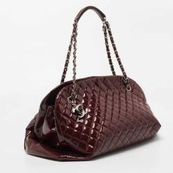 Pre Owned Chanel Burgundy Quilted Patent Leather Large Just Mademoiselle Bowler Bag