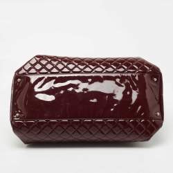 Pre Owned Chanel Burgundy Quilted Patent Leather Large Just Mademoiselle Bowler Bag