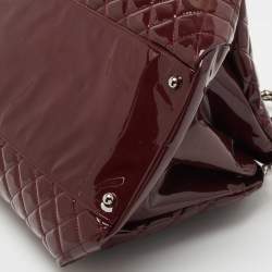 Pre Owned Chanel Burgundy Quilted Patent Leather Large Just Mademoiselle Bowler Bag