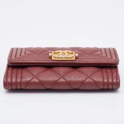 Chanel Brown Caviar Quilted Leather Boy Flap Card Holder