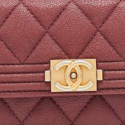 Chanel Brown Caviar Quilted Leather Boy Flap Card Holder