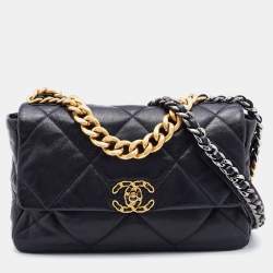 Chanel Black 2020 quilted gold hardware 19 shoulder bag Leather