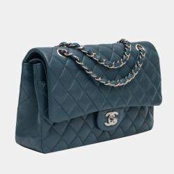 Chanel Blue Leather Medium Classic Double Flap Bag