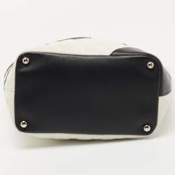 Pre Owned Chanel White/Black Quilted Leather Small Cambon Ligne Tote