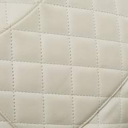 Pre Owned Chanel White/Black Quilted Leather Small Cambon Ligne Tote