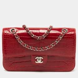 Chanel Red Alligator Medium Classic Double Flap Bag Chanel