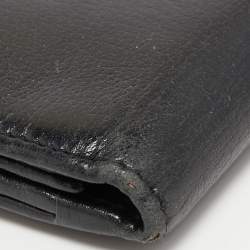 Chanel Black Camellia Embossed Leather Flap Wallet
