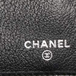 Chanel Black Camellia Embossed Leather Flap Wallet