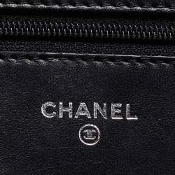 Chanel Black Quilted Leather Diamond CC Wallet On Chain