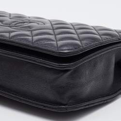 Chanel Black Quilted Leather Diamond CC Wallet On Chain