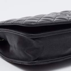 Chanel Black Quilted Leather Diamond CC Wallet On Chain