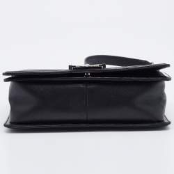 Pre Owned Chanel Deep Purple/Black Patent Leather Medium Boy Flap Bag