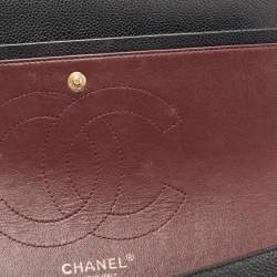 Pre Owned Chanel Black Quilted Caviar Leather Jumbo Classic Double Flap Bag