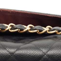 Pre Owned Chanel Black Quilted Caviar Leather Jumbo Classic Double Flap Bag