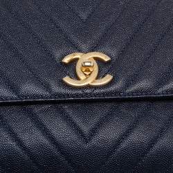 Pre Owned Chanel Blue Quilted Caviar Leather and Lizard Medium Coco Flap Top Handle Bag