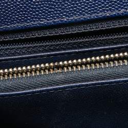 Pre Owned Chanel Blue Quilted Caviar Leather and Lizard Medium Coco Flap Top Handle Bag