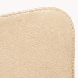 Pre Owned Chanel Beige Quilted Caviar Leather Jumbo Classic Single Flap Bag
