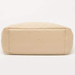 Pre Owned Chanel Beige Quilted Caviar Leather GST Tote